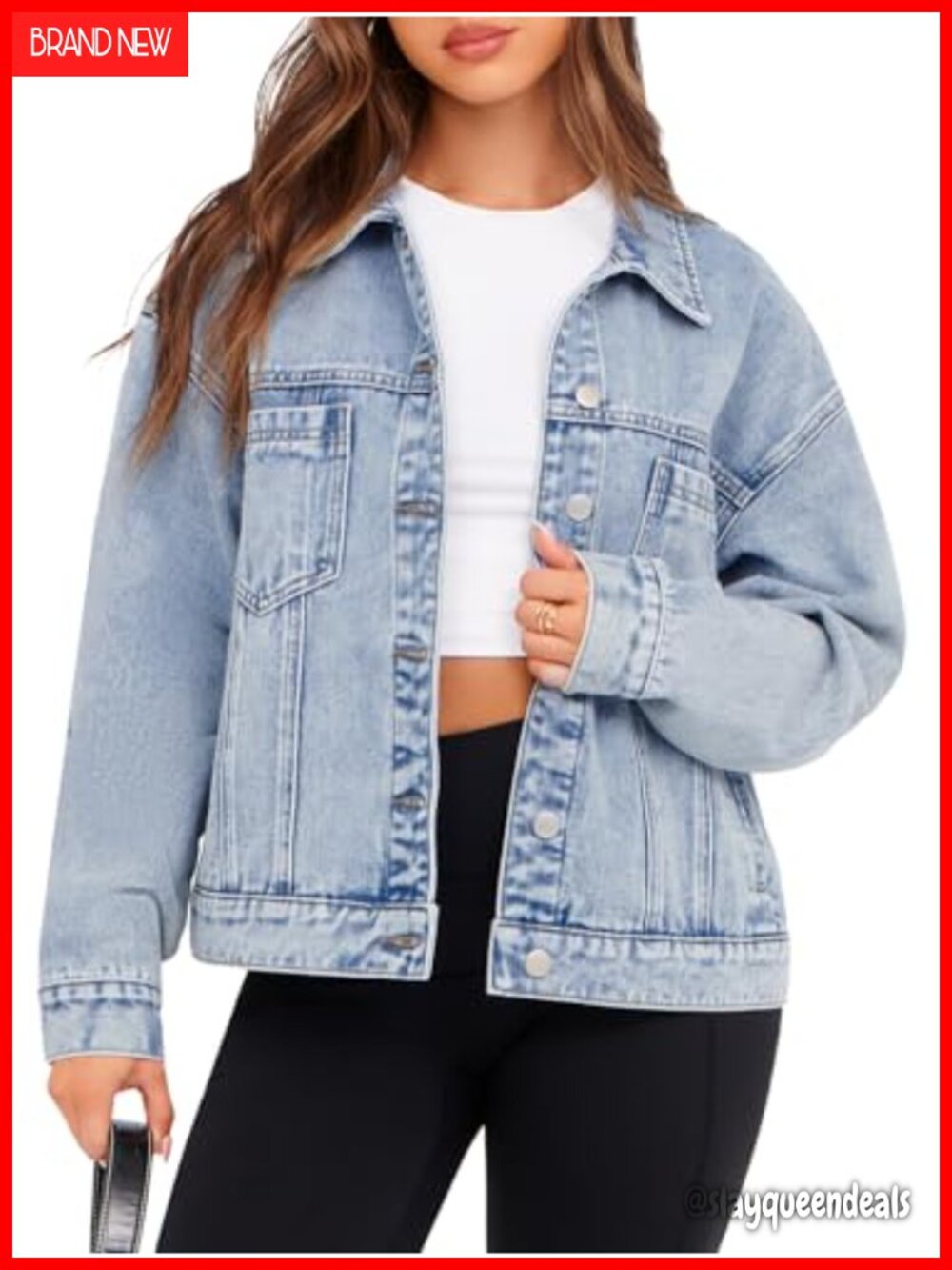 Oversized Denim Jacket Long Sleeve Button Down Jean Jacket Fall Coat